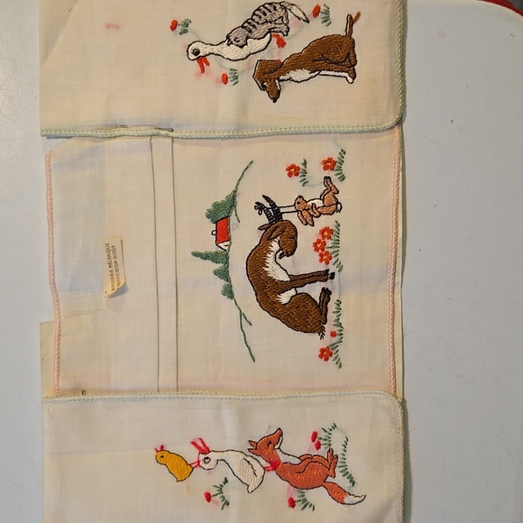 Handmade Embroidered Handkerchief with Playful Designs Set Of 3 - Picture 9 of 11